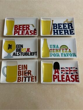 Crate & Barrel Appetizer Plates Beer Set Of 6 Complete